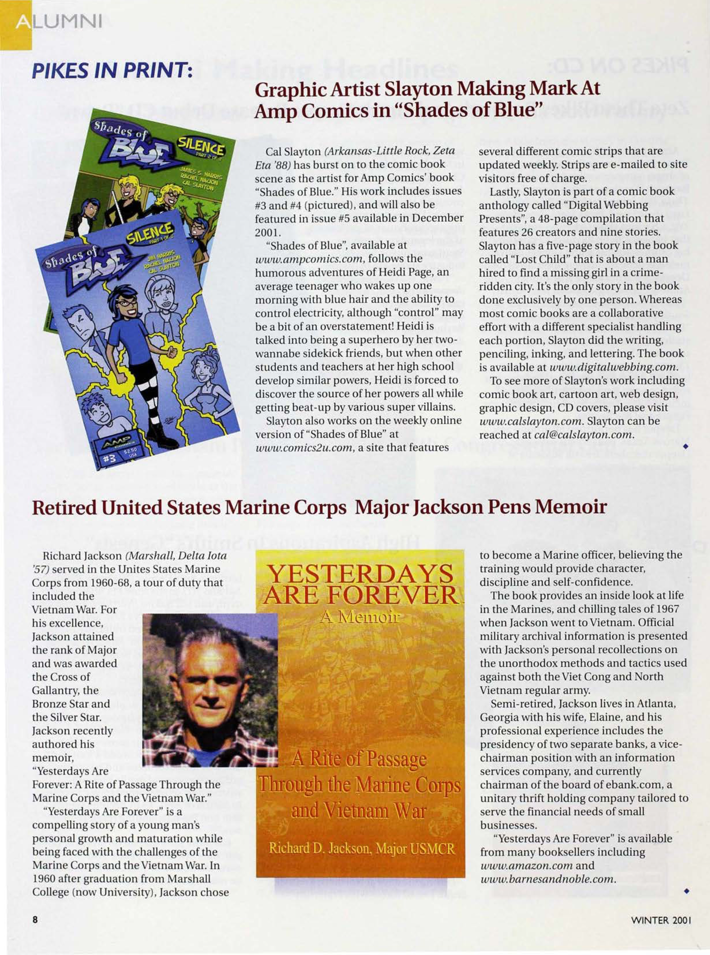 Alumni: Pikes In Print, Winter 2001